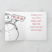 カスタムな色のフランスのなペーストリー作りの職人の雪だるまのクッキー シーズンカード (内部)