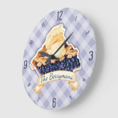 カスタムな色のブルーベリー・パイの当世風の台所時計 ラージ壁時計 (傾斜)
