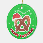 カスタムな色のプレッツェルのグルメのクリスマスのオーナメント セラミックオーナメント (左)