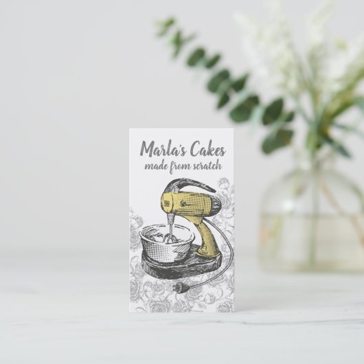 カスタムな色のレトロの立場のミキサーのパン屋のベーキング 名刺 (スタンド正面)