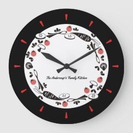 カスタムな色のレトロの野菜の台所時計 ラージ壁時計