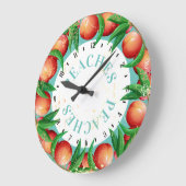 カスタムな色のヴィンテージのモモのフルーツの台所時計 ラージ壁時計 (傾斜)