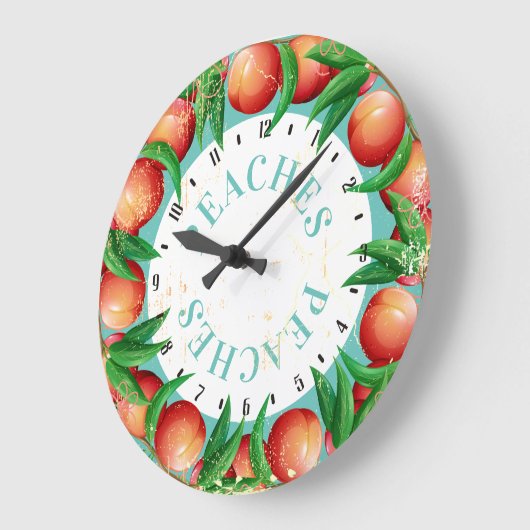 カスタムな色のヴィンテージのモモのフルーツの台所時計 ラージ壁時計 (傾斜)