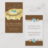 カスタムな色の刺繍たがのハートの花 名刺 (正面/裏面)