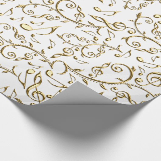 カスタムな色の包装紙の金ゴールド音楽ノート ラッピングペーパー (角)