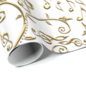 カスタムな色の包装紙の金ゴールド音楽ノート ラッピングペーパー (ロールコーナー)