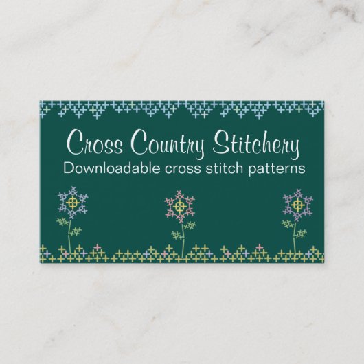 カスタムな色の十字のステッチの刺繍の花 名刺 (正面)