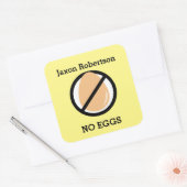 カスタムな色の卵のアレルギー警報パーソナライズな子供 スクエアシール (封筒)