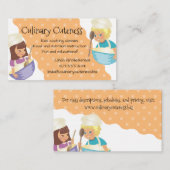 カスタムな色の女の子の男の子のシェフは料理教室をからかいます 名刺 (正面/裏面)