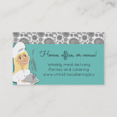 カスタムな色の女性のシェフのブロンドのケータリング 名刺 (裏面)