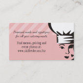 カスタムな色の女性のシェフの帽子の小鍋愛ケータリング 名刺 (裏面)