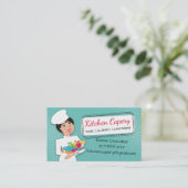 カスタムな色の女性のシェフの料理用のケータリング 名刺 (スタンド正面)