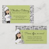 カスタムな色の女性のシェフの黒髪のケータリング 名刺 (正面/裏面)