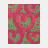 カスタムな色の引き分けのピンクのハート フリースブランケット (正面)
