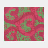 カスタムな色の引き分けのピンクのハート フリースブランケット (正面(横))