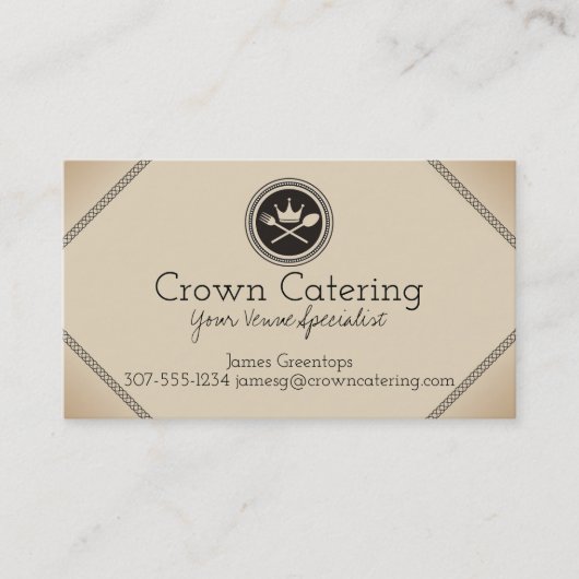 カスタムな色の王冠の紋章のケイタリングビジネスカード 名刺 (正面)