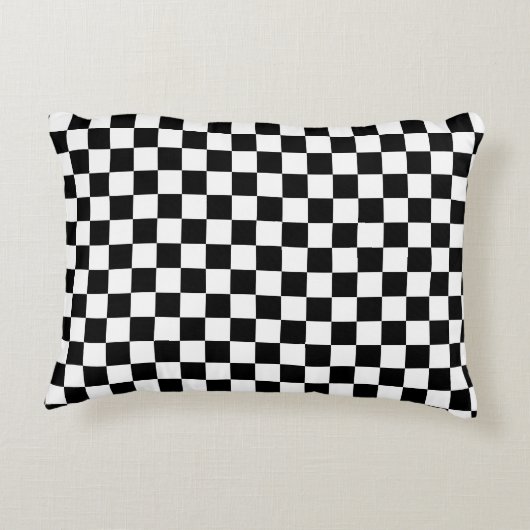 カスタムな色の白黒のチェッカーボードの点検の枕 アクセントクッション (裏面)