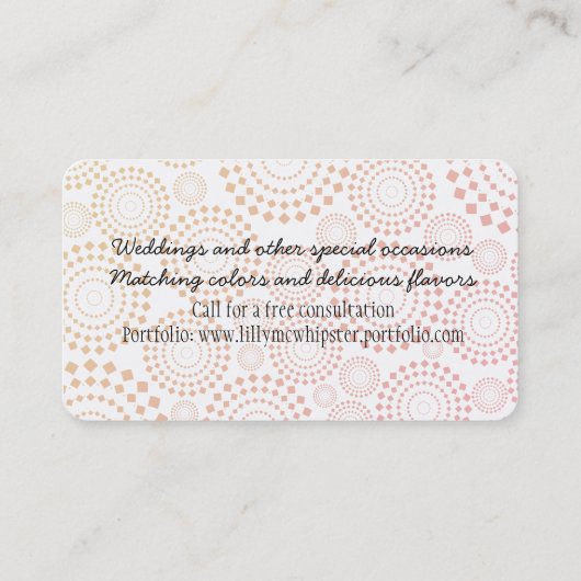 カスタムな色の空想はパン屋の名刺を払います 名刺 (裏面)