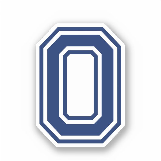 カスタムな色の第0スポーティな大学フォント シール (正面)