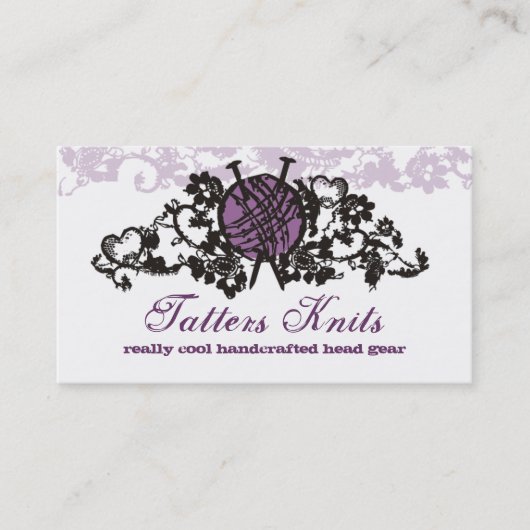 カスタムな色の編み物針はゴシックのレースカードにまいはだを詰めます 名刺 (正面)