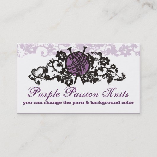 カスタムな色の編み物針はゴシックのレースカードにまいはだを詰めます 名刺 (正面)