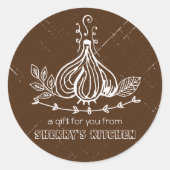 カスタムな色の落書きのニンニクのハーブのシェフのケータリング ラウンドシール (正面)