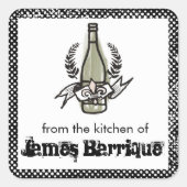 カスタムな色の落書きのフランスのなブドウ園の手製のワイン スクエアシール (正面)