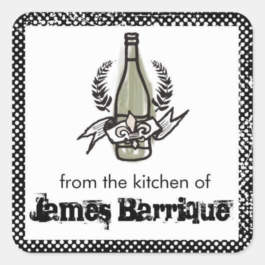 カスタムな色の落書きのフランスのなブドウ園の手製のワイン スクエアシール (正面)