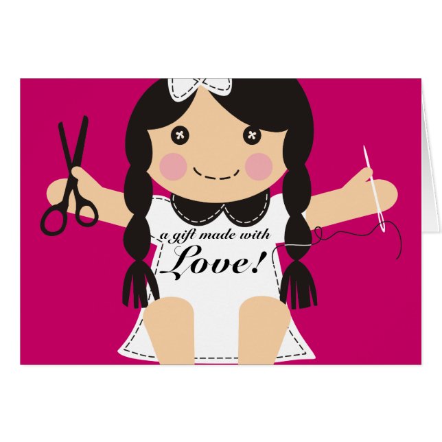 カスタムな色の裁縫の裁縫婦の人形のギフトカード (正面横)