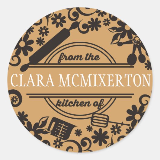 カスタムな色の道具は台所からの開花します ラウンドシール (正面)