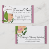 カスタムな色の食料調達するかわいらしい女性のシェフのハーブ 名刺 (正面/裏面)