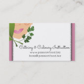 カスタムな色の食料調達するかわいらしい女性のシェフのハーブ 名刺 (裏面)