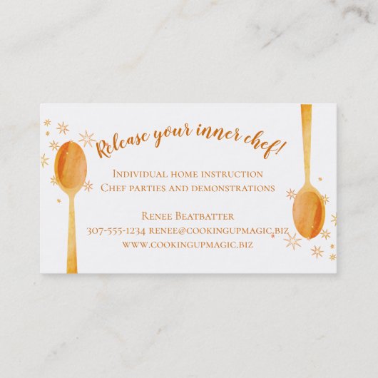 カスタムな色の魔法のスプーンの料理用の名刺 名刺 (裏面)