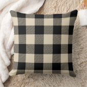 カスタムな色の黒いおよびベージュバッファローの点検の格子縞 クッション (ブランケット)