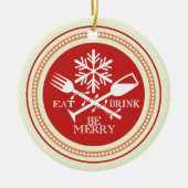 カスタムな色は飲み物をですメリークリスマスのオーナメント食べます セラミックオーナメント (正面)
