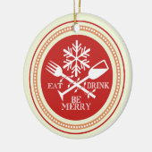 カスタムな色は飲み物をですメリークリスマスのオーナメント食べます セラミックオーナメント (左)
