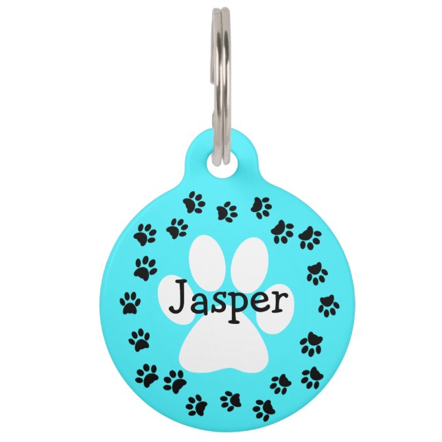 カスタムな色パーソナライズな犬の名前の足のプリント ペット　ネームタグ (正面)