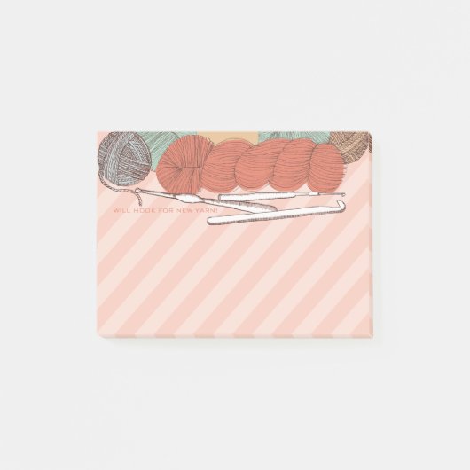 カスタムな色ヤーンのかせのかぎ針編みホックは珊瑚を鋳造します ポストイット (正面)