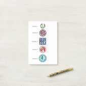 カスタムな色3の最初の円のモノグラム ポストイット (デスク上)