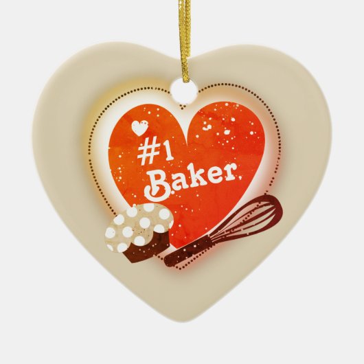 カスタムな色#1のパン屋のクリスマスツリーのオーナメント セラミックオーナメント (正面)