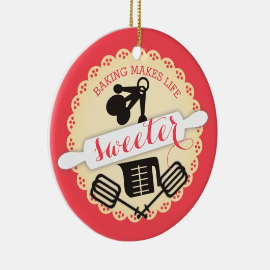 カスタムな色I愛ベーキングのクリスマスのオーナメント セラミックオーナメント (右)