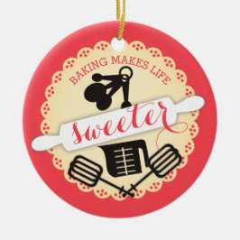 カスタムな色I愛ベーキングのクリスマスのオーナメント セラミックオーナメント