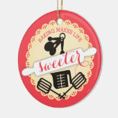 カスタムな色I愛ベーキングのクリスマスのオーナメント セラミックオーナメント (左)