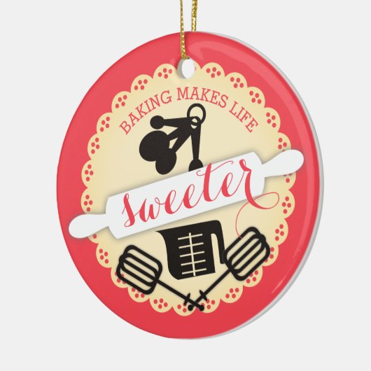 カスタムな色I愛ベーキングのクリスマスのオーナメント セラミックオーナメント (左)