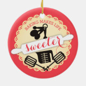 カスタムな色I愛ベーキングのクリスマスのオーナメント セラミックオーナメント (裏面)