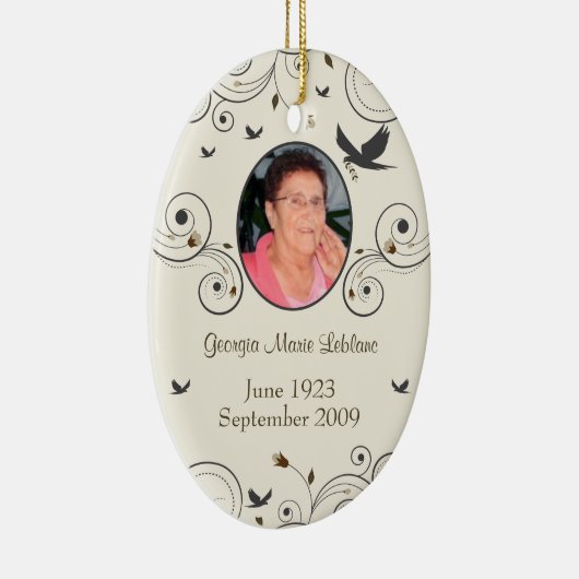 カスタムな花および渦巻の記念の記念品の詩 セラミックオーナメント (右)