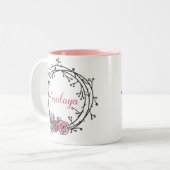 カスタムな花のリースのコーヒー・マグ ツートーンマグカップ (正面左)