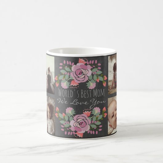 カスタムな花の写真の黒板および文字 コーヒーマグカップ (中央)
