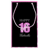 カスタムな菓子16のギフトバッグ: 黒いピンクの水玉模様 スモールペーパーバッグ (裏面)