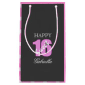 カスタムな菓子16のギフトバッグ: 黒いピンクの水玉模様 スモールペーパーバッグ (正面)